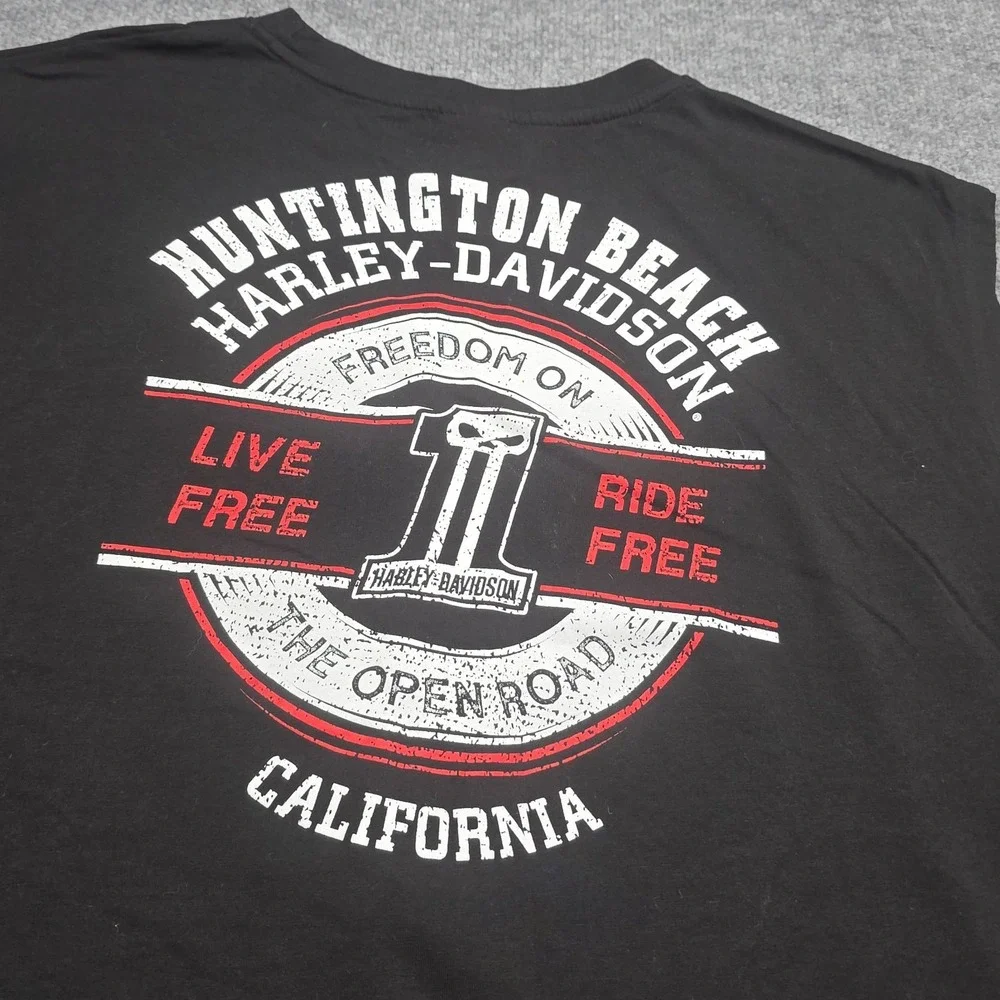 Harley Davidson Tank Top Shirt Mens 4XL Black Huntington Beach California Eagle
